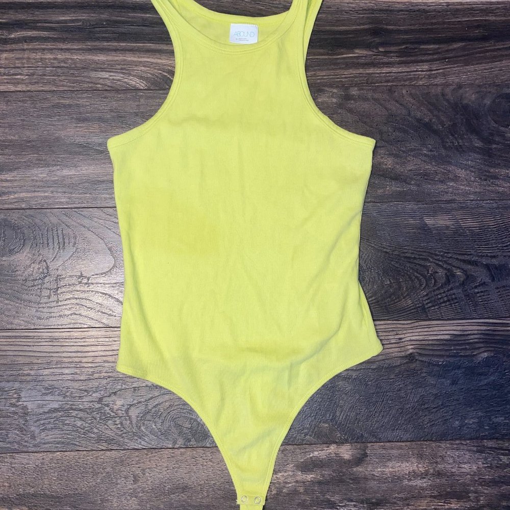 NWT Abound Lime Green Ribbed Tank Bodysuit - Sz Medium